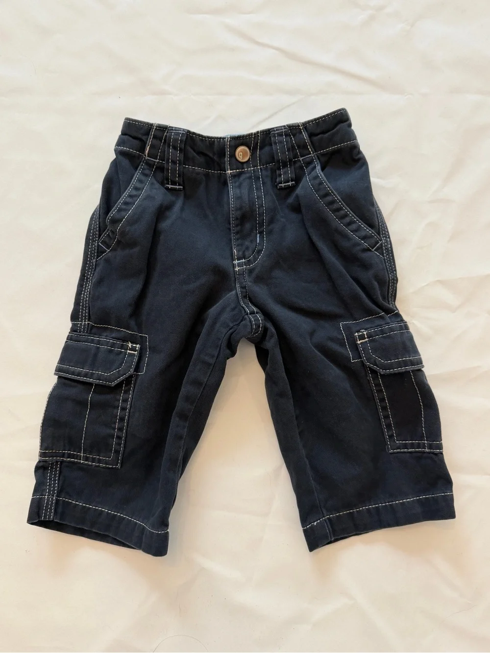 Vintage Gymboree Navy Cargo Shorts with Contrasting Stitching